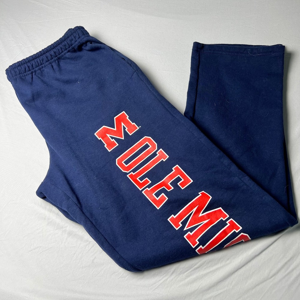 Gildan Heavy Blend Ole Miss Sweatpants Navy Blue 2XL University of Mississippi